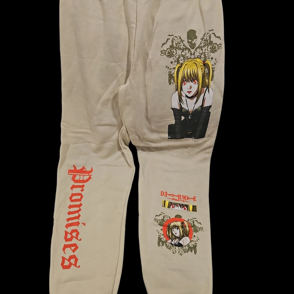 Kids Anime Graphic Joggers - Cream